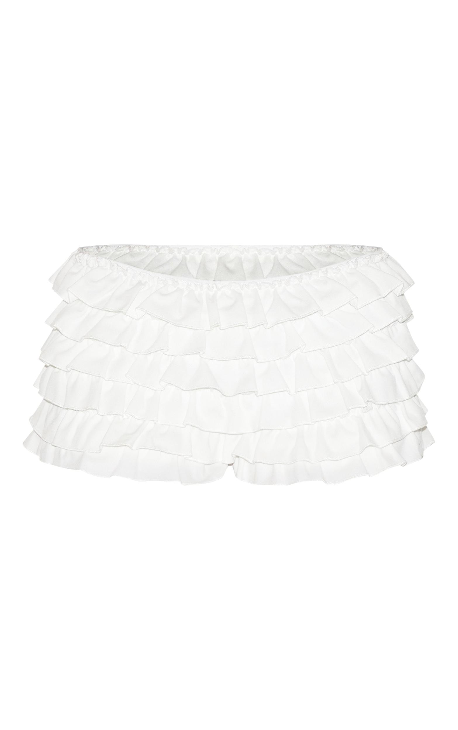 White Extreme Frilly Bloomer Shorts Product Image