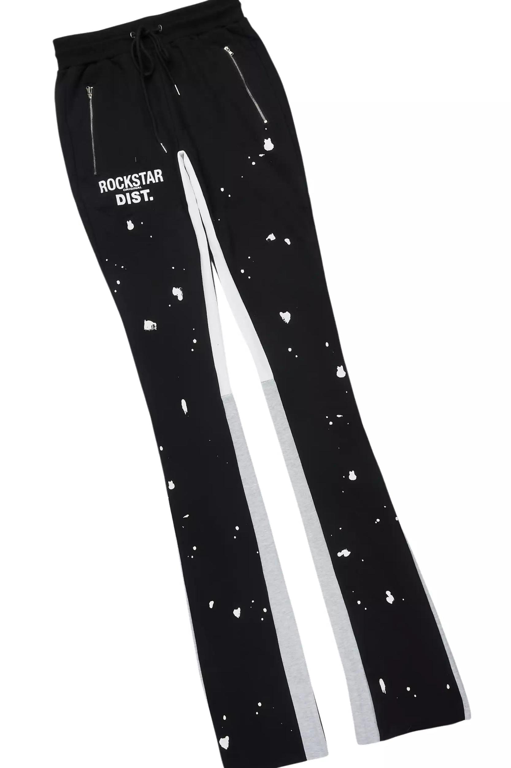 Raffer Black/White Hoodie/Super Stacked Flare Pant Set Male Product Image