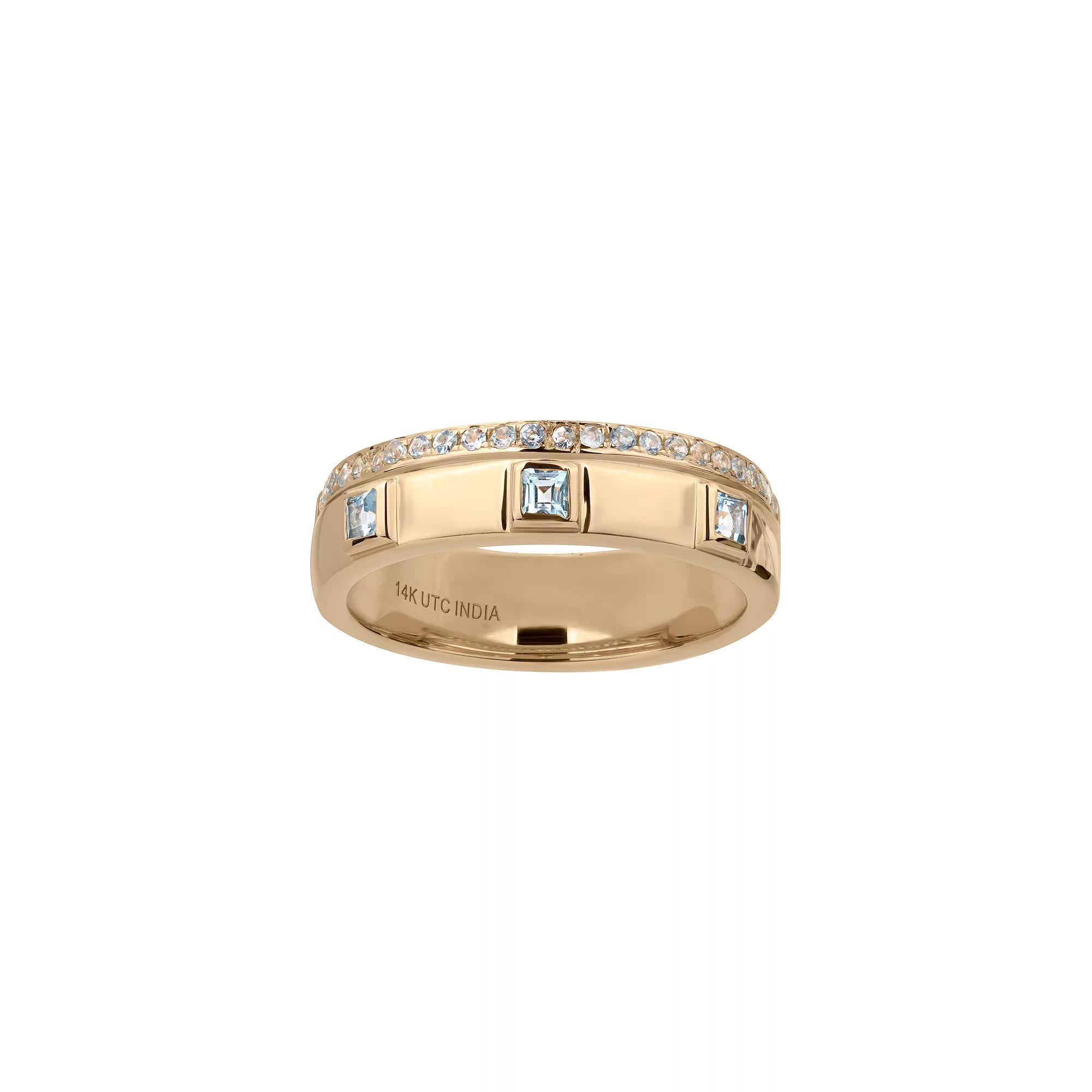 Gemistry 14k Gold Blue Topaz Band Ring, Women's, Size: 7 Product Image