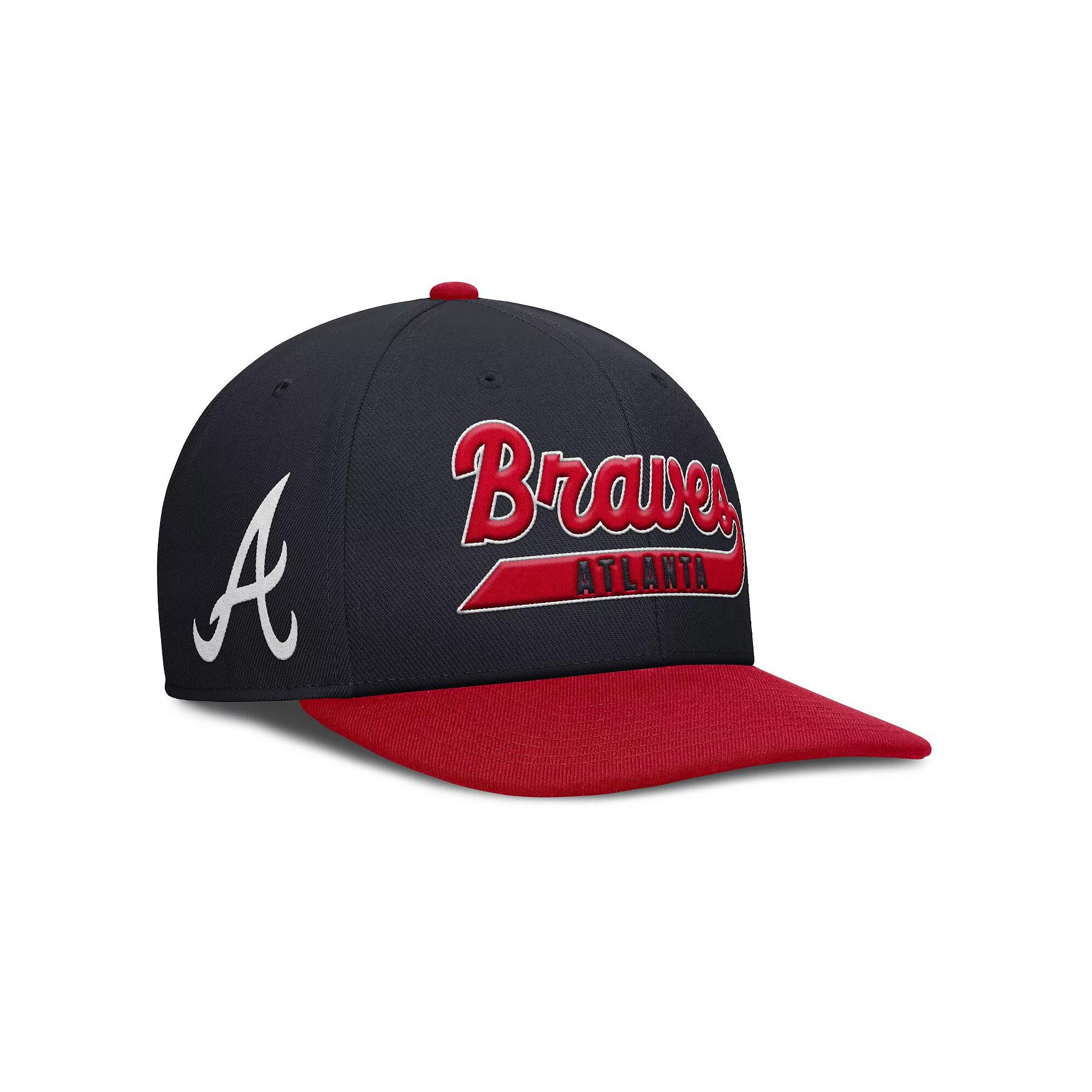 Men's Nike Navy/Red Atlanta Braves Pro Performance Snapback Hat, Size: Medium/Large, Blue Product Image