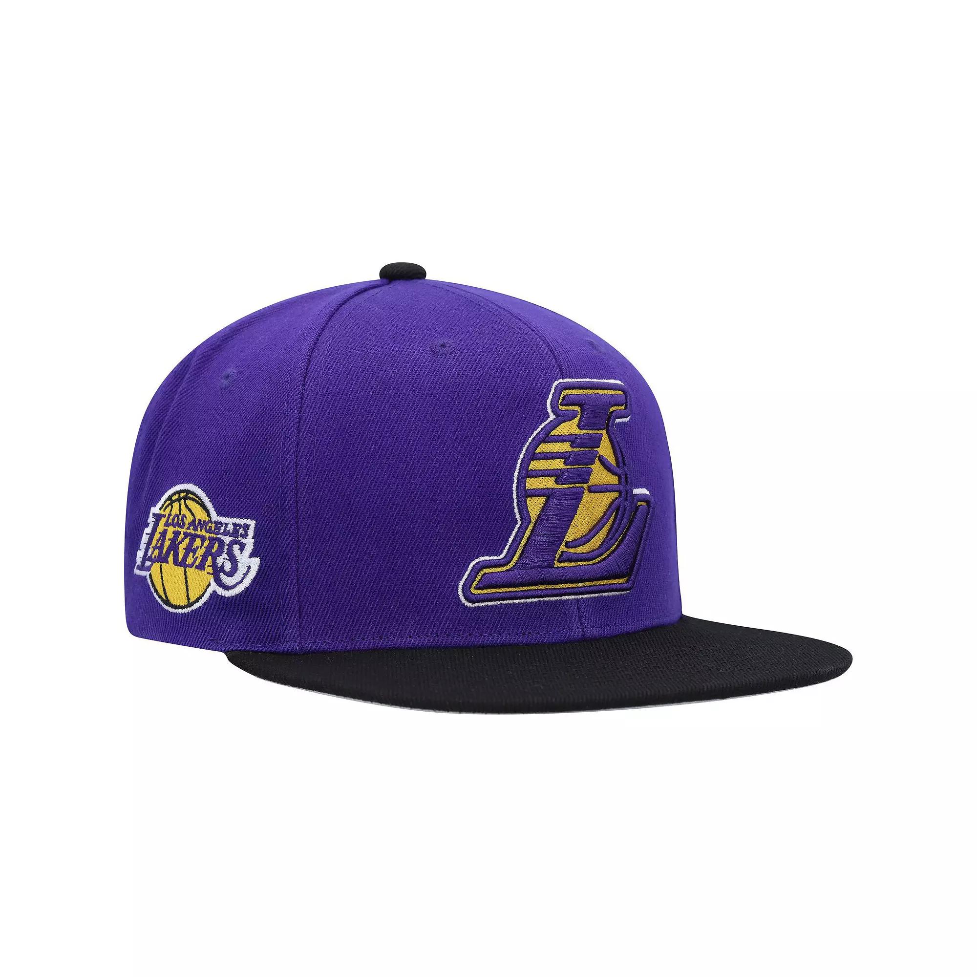 Men's Mitchell & Ness Purple/Black Los Angeles Lakers Side Core 2.0 Snapback Hat Product Image