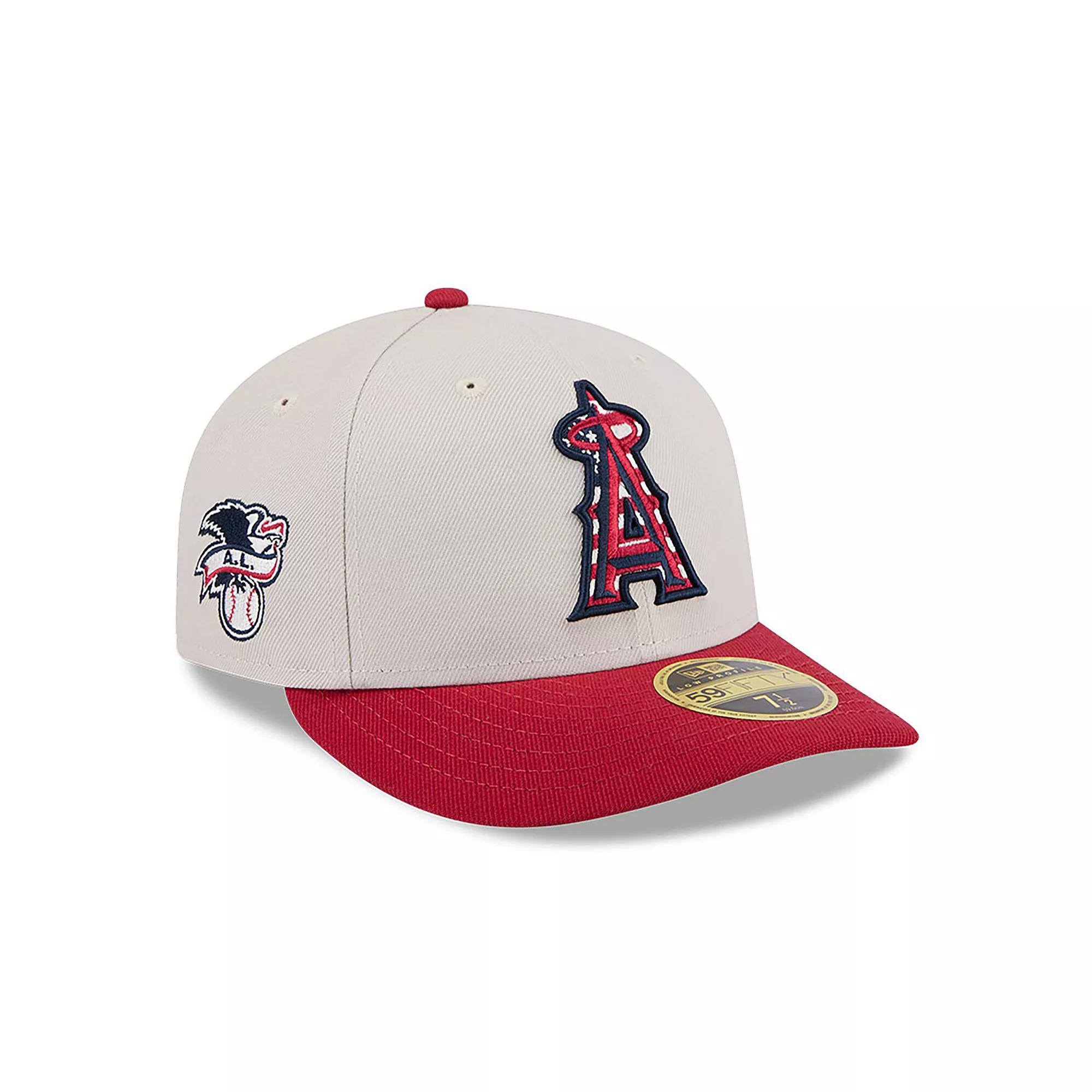 Men's New Era  Khaki/Red Los Angeles Angels 2024 Fourth of July Low Profile 59FIFTY Fitted Hat, Size: 7 1/2, Beig K Product Image