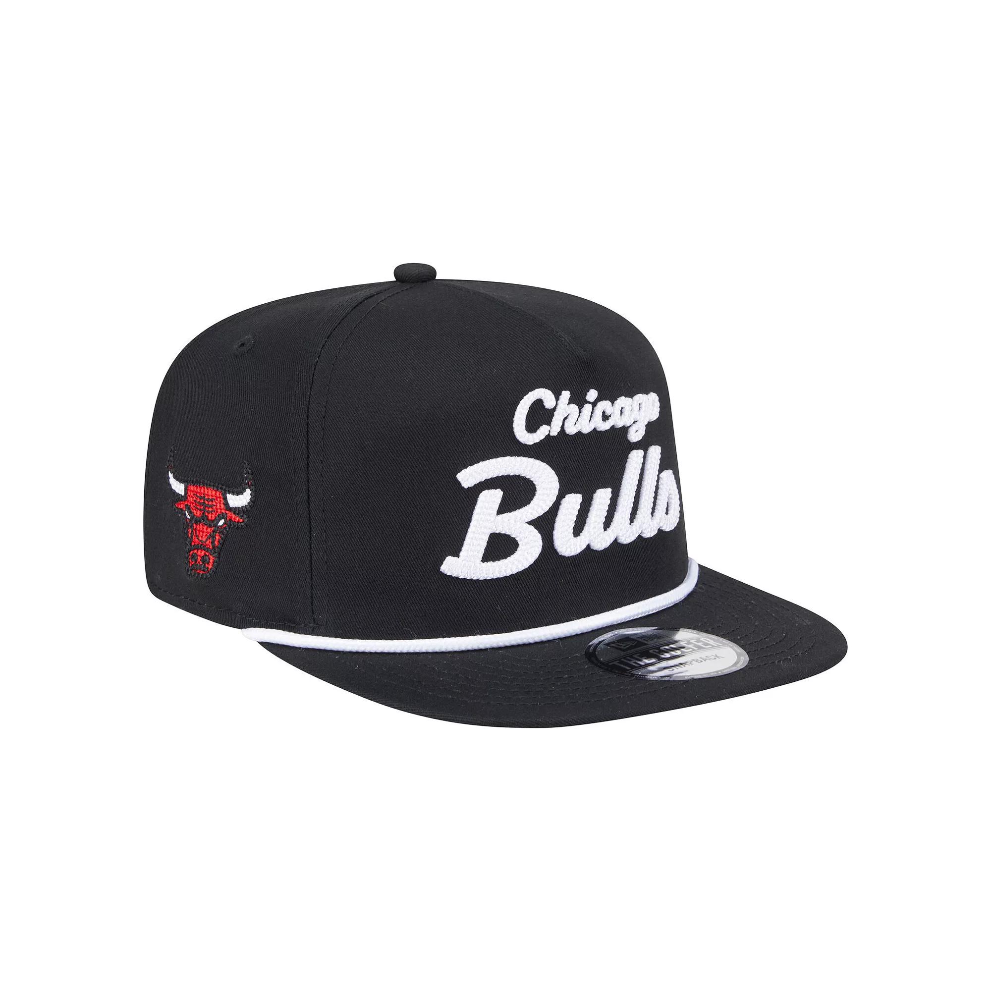 Men's New Era Black Chicago Bulls Team Text Golfer Snapback Hat Product Image