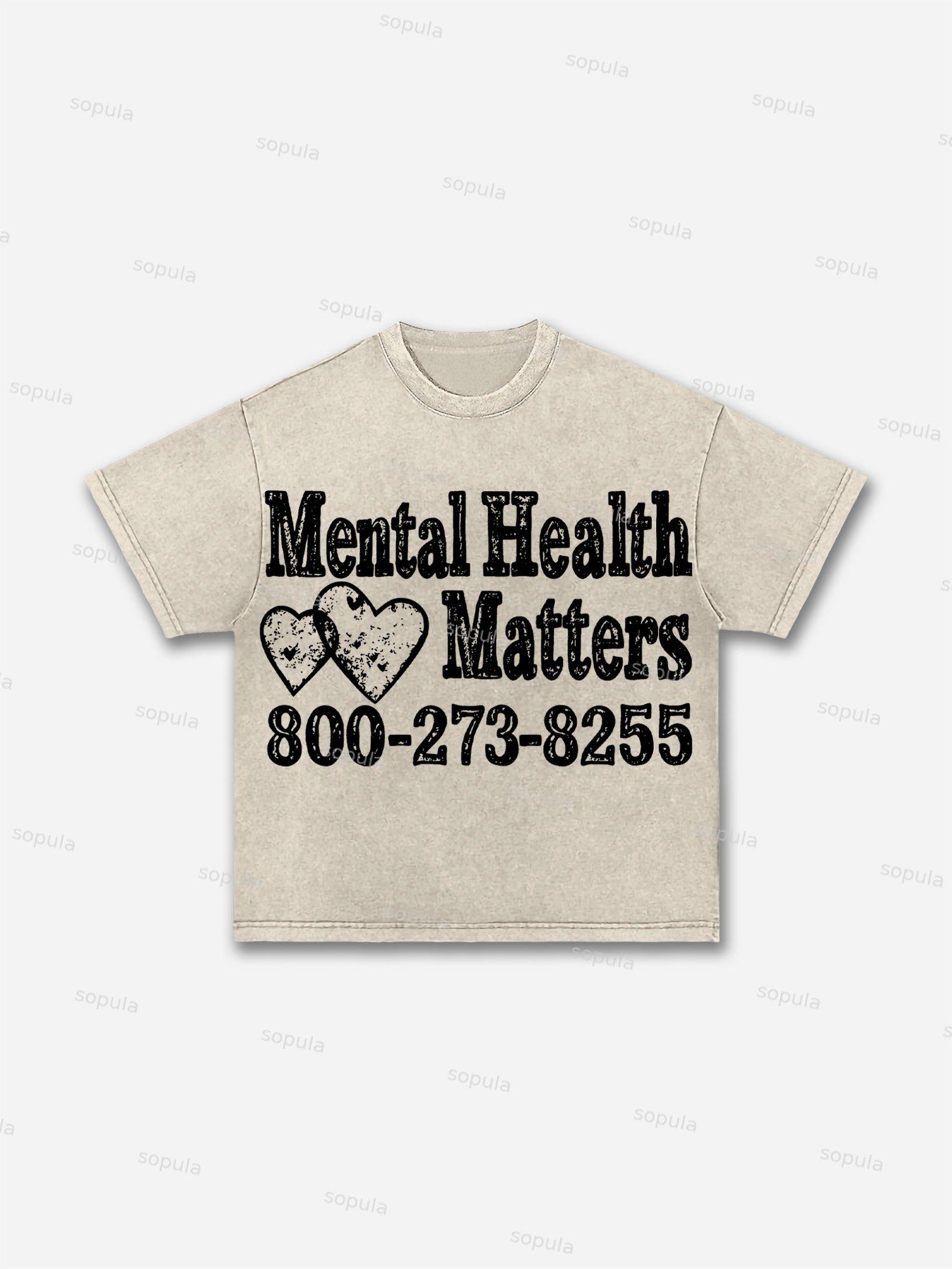 Mental Health Matters Graphic Print Acid Wash T-shirt Product Image
