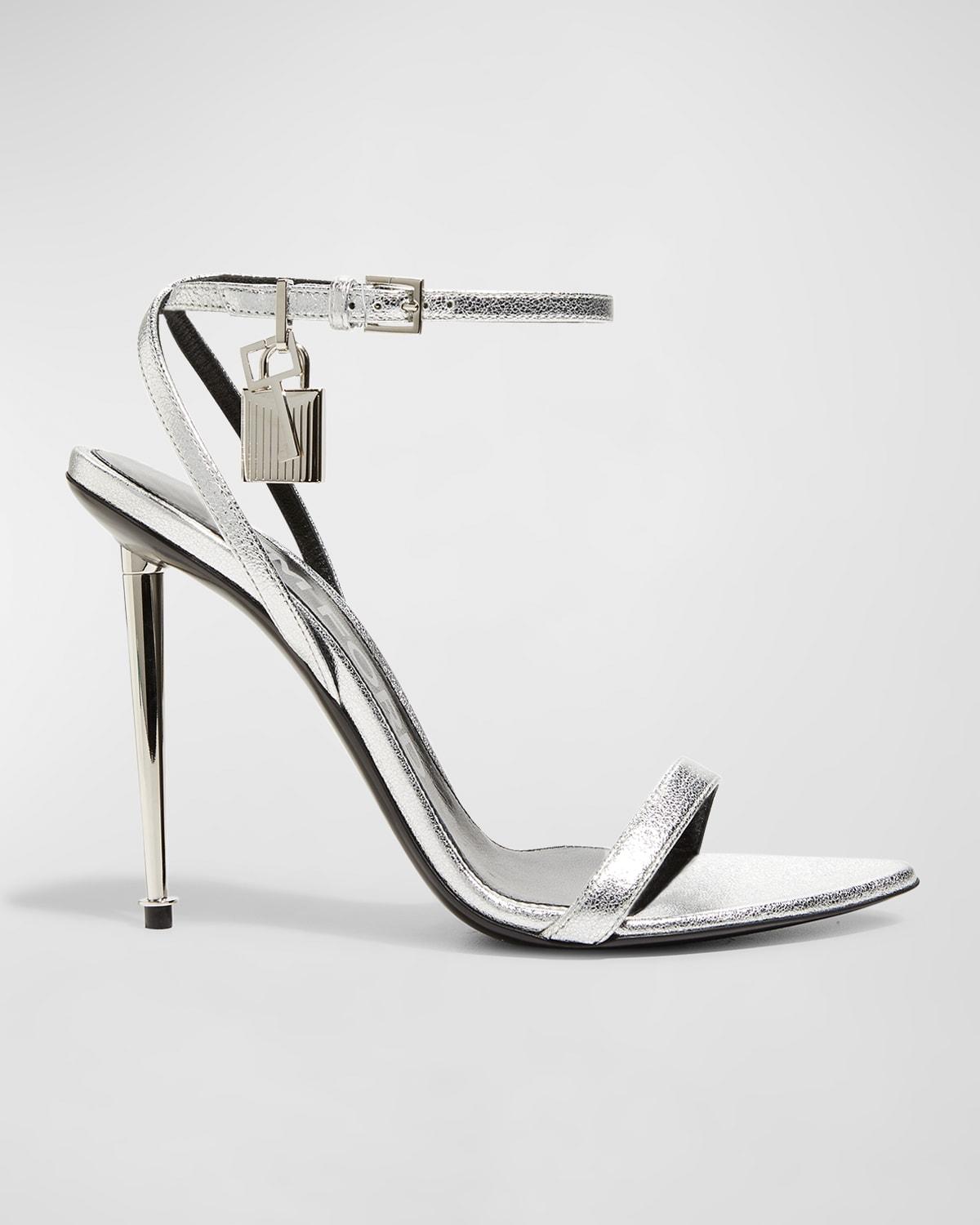 Padlock Metallic Stiletto Sandals Product Image