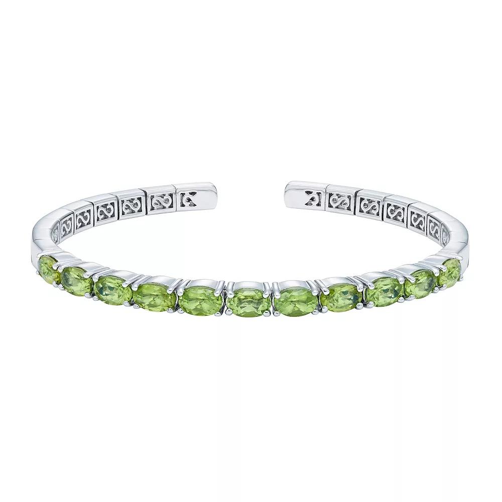 Sterling Silver Gemstone Flexible Cuff Bangle Bracelet, Women's, Size: 7", Peridot Product Image