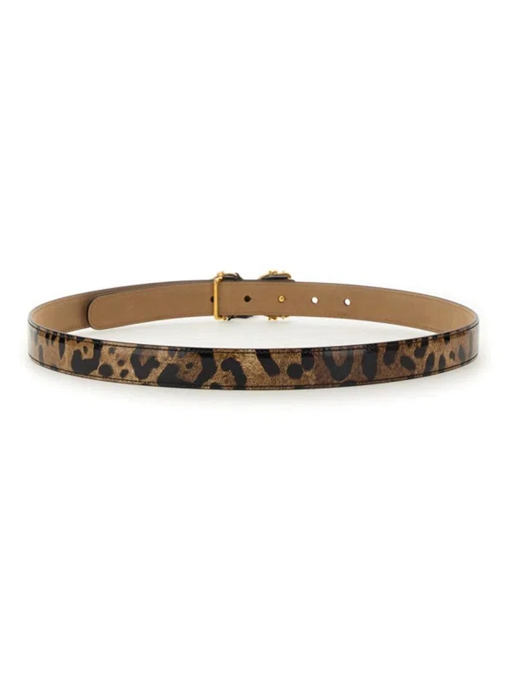 DOLCE & GABBANA Dg Leopard-print Patent Leather Belt In Multi Product Image