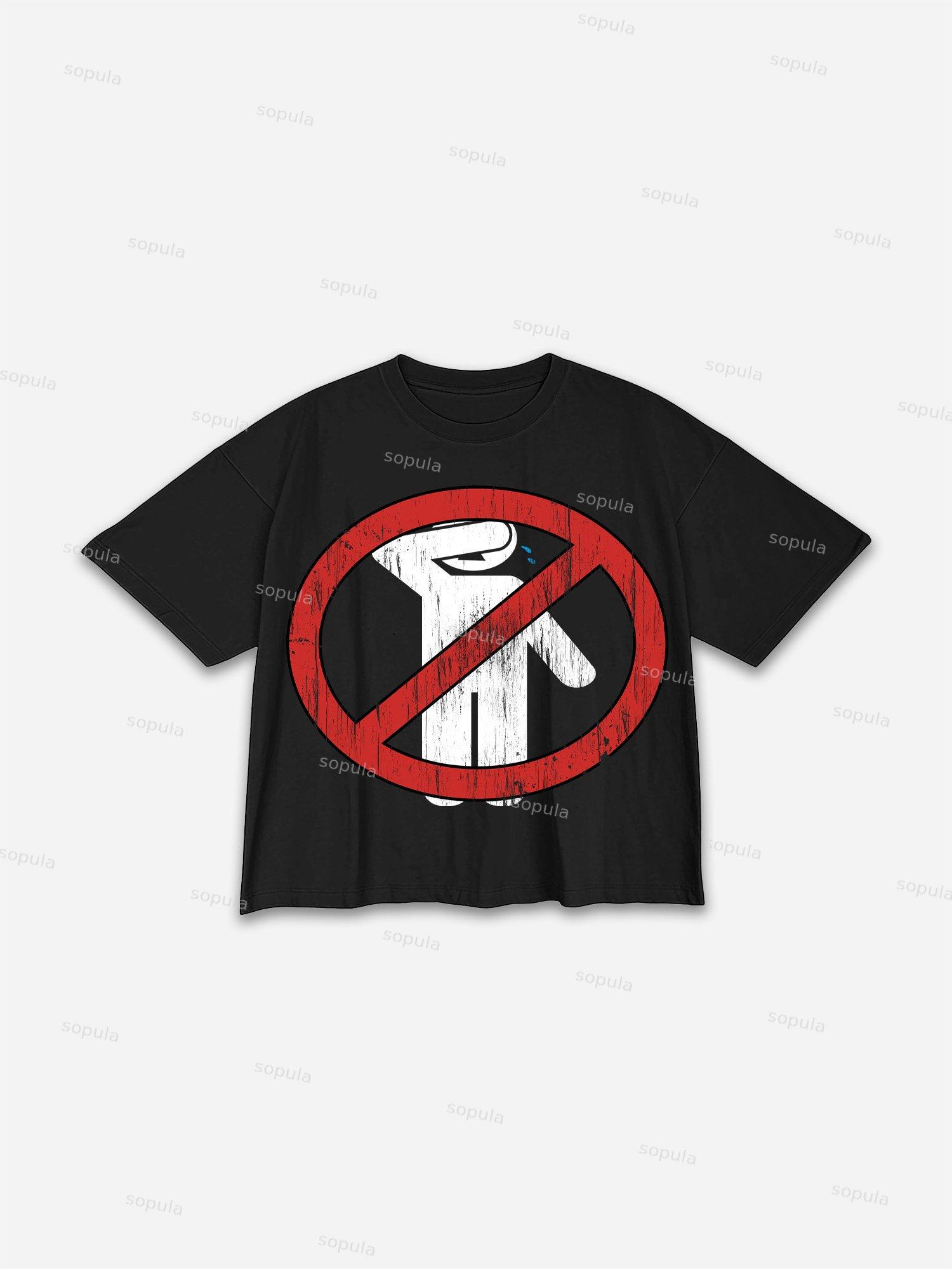 No Emotion Graphics Cotton Cropped T-Shirts Product Image