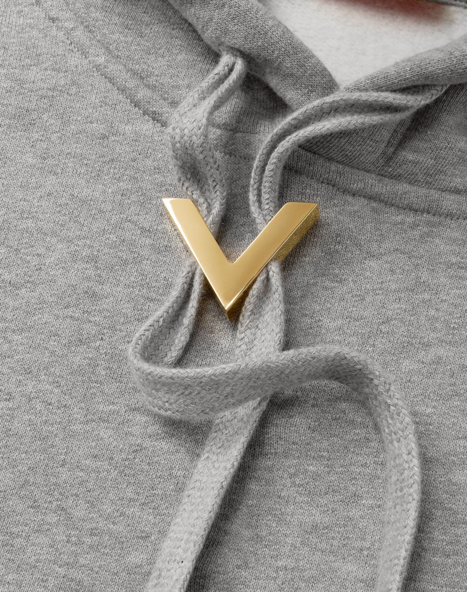 Cotton Hooded Sweatshirt With Metallic V Detail Product Image