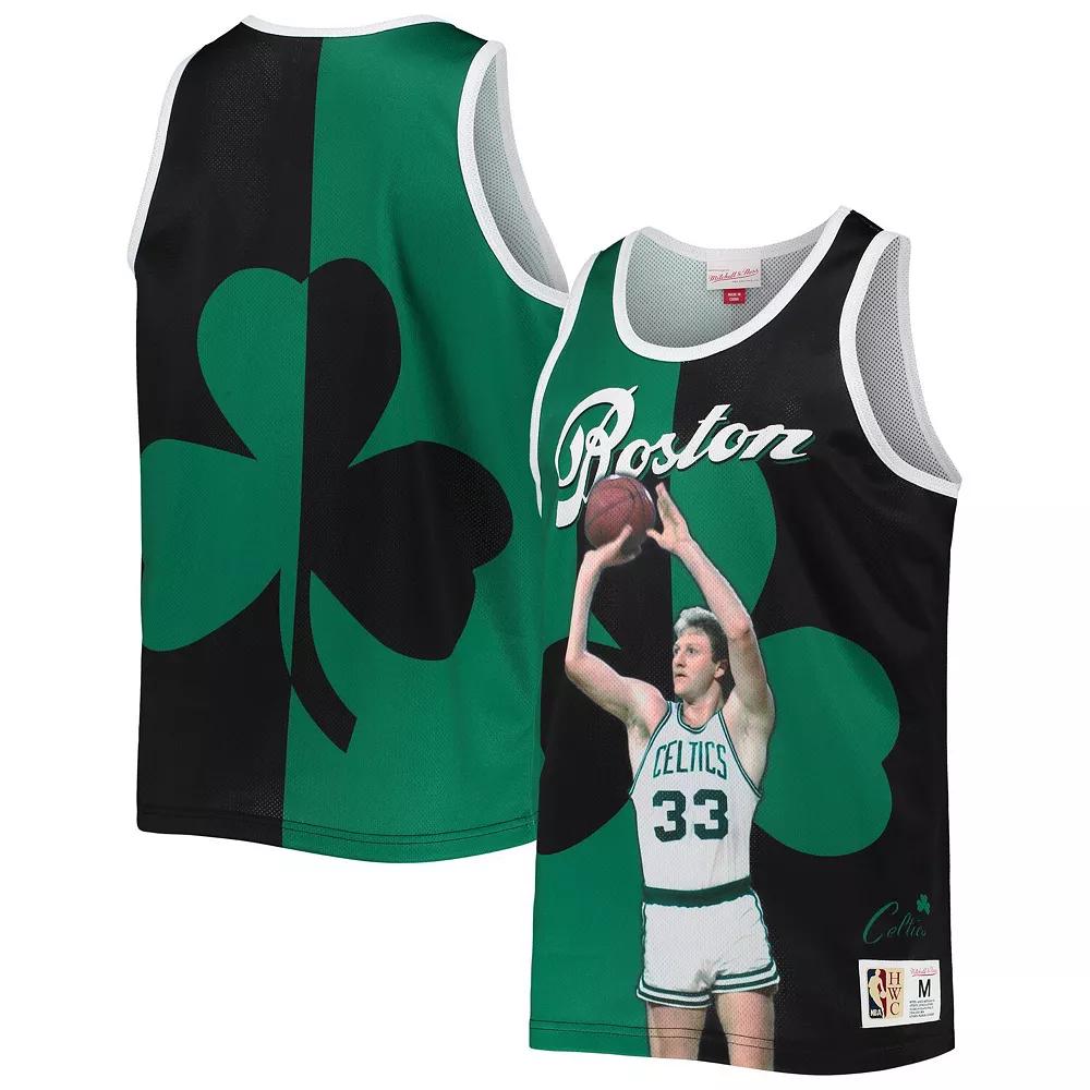 Men's Mitchell & Ness Larry Bird Kelly Green/Black Boston Celtics Sublimated Player Tank Top, Size: XL Product Image