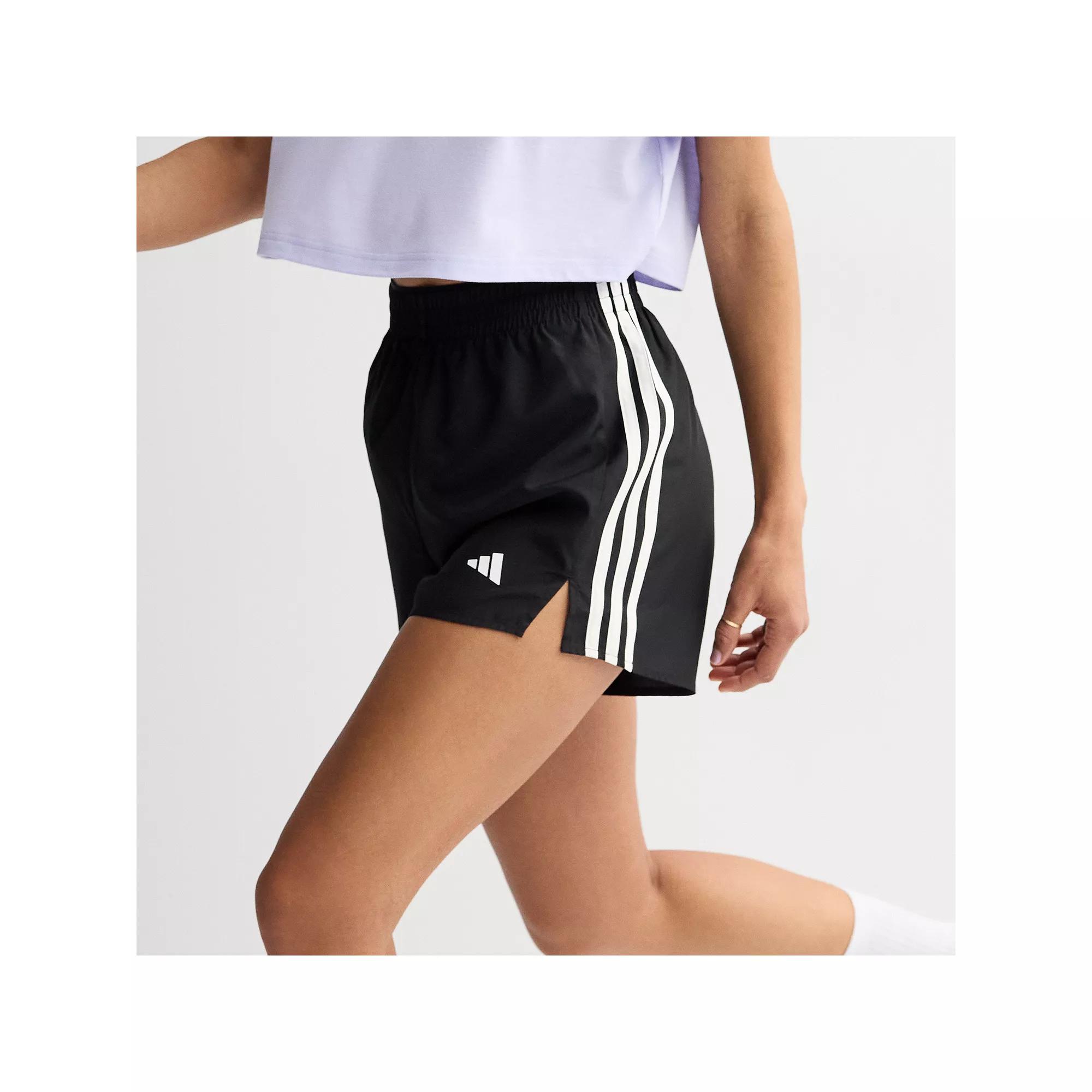 Women's adidas 3-Stripes High-Rise Training Shorts, Size: Medium, Black White Product Image