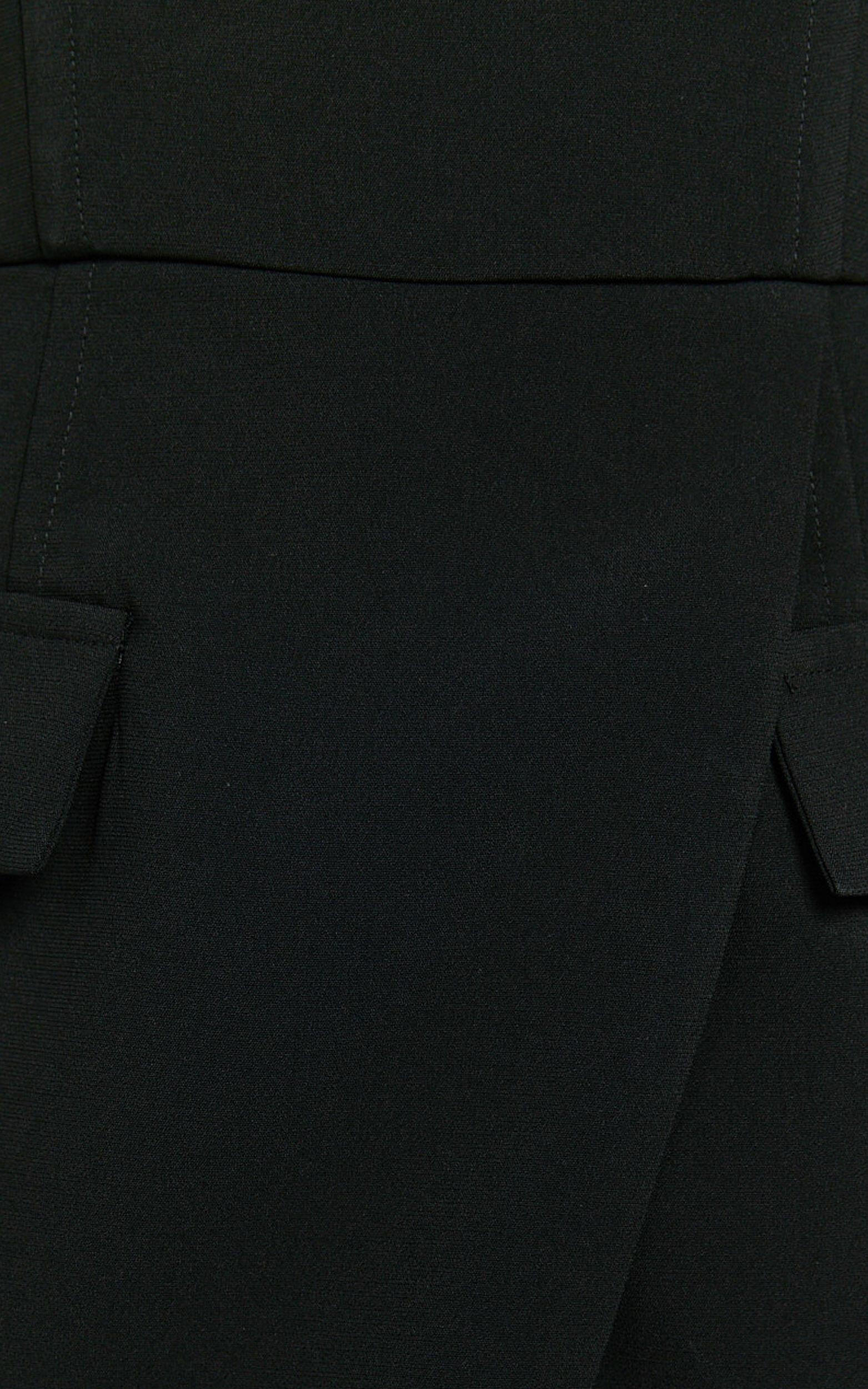 Garcia Midi Dress - Square Neck Wide Straps Fitted Wrap Skirt Dress in Black Product Image