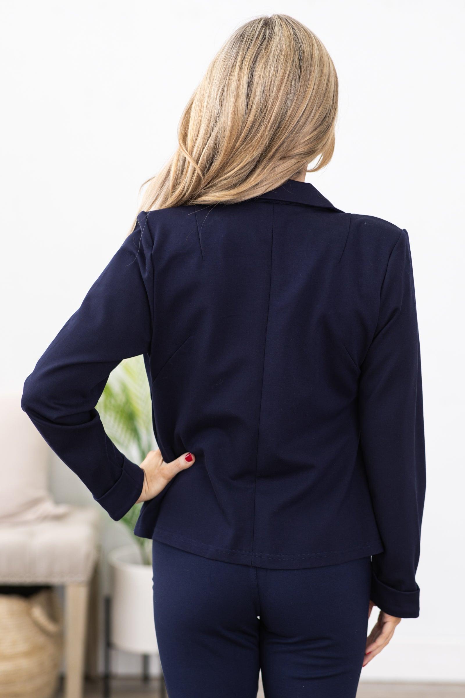 Navy Single Button Ponte Blazer Product Image