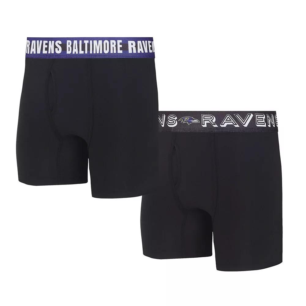 Men's Concepts Sport Baltimore Ravens Gauge Knit Boxer Brief Two-Pack, Size: 2XL, Black Product Image
