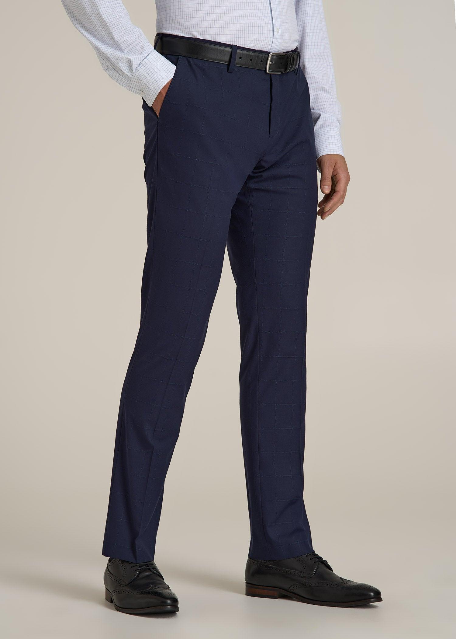 Suit Trousers for Tall Men in Blue Windowpane Product Image