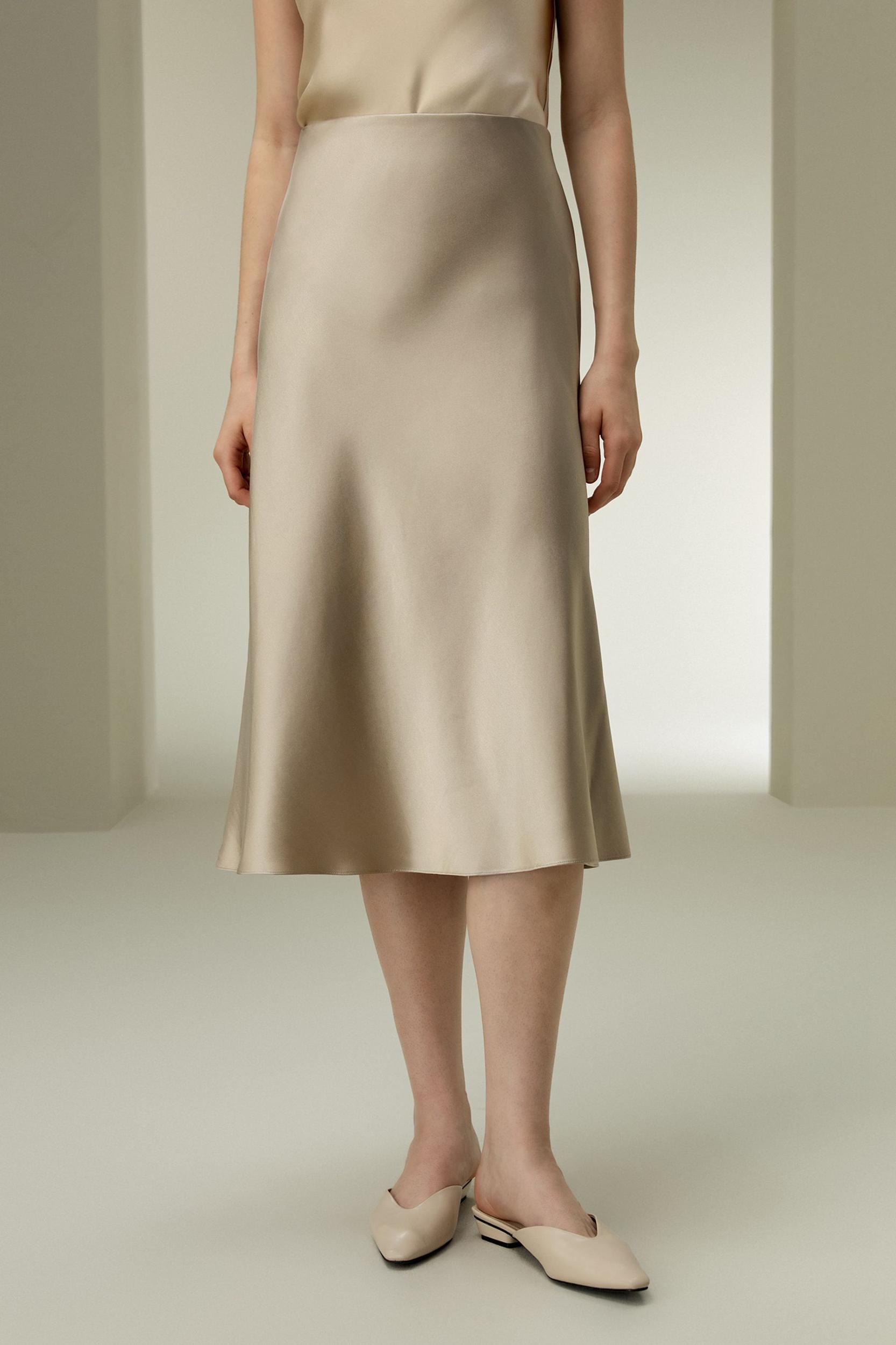 Bias-cut Silk Midi Skirt Product Image