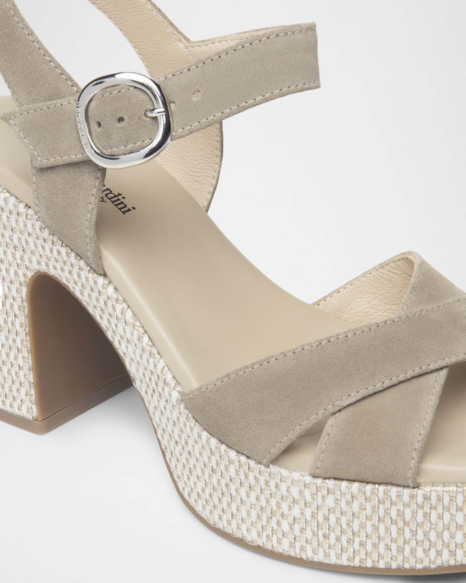 Suede Criss-Cross Strap Woven Platform Sandals Product Image
