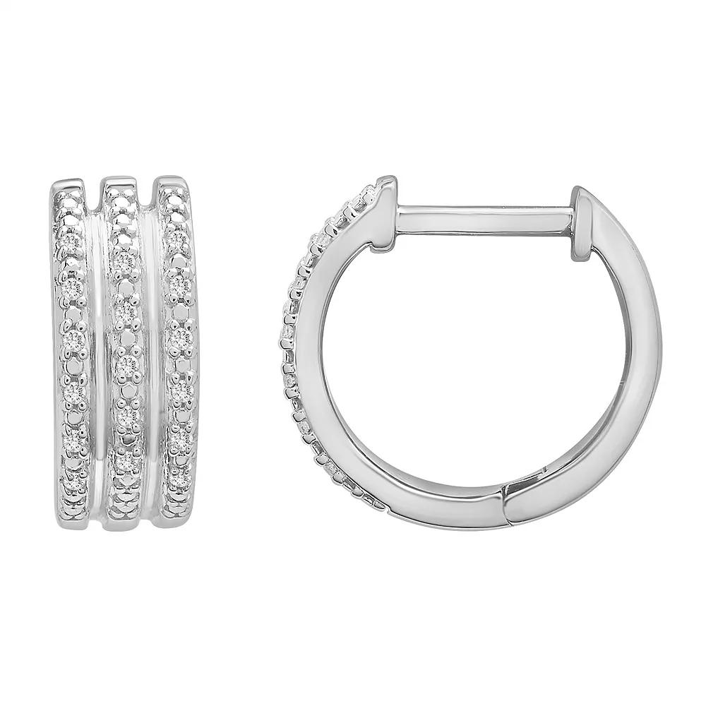 Sterling Silver 1/10 Carat T.W. Diamond Hoop Earrings, Women's Product Image