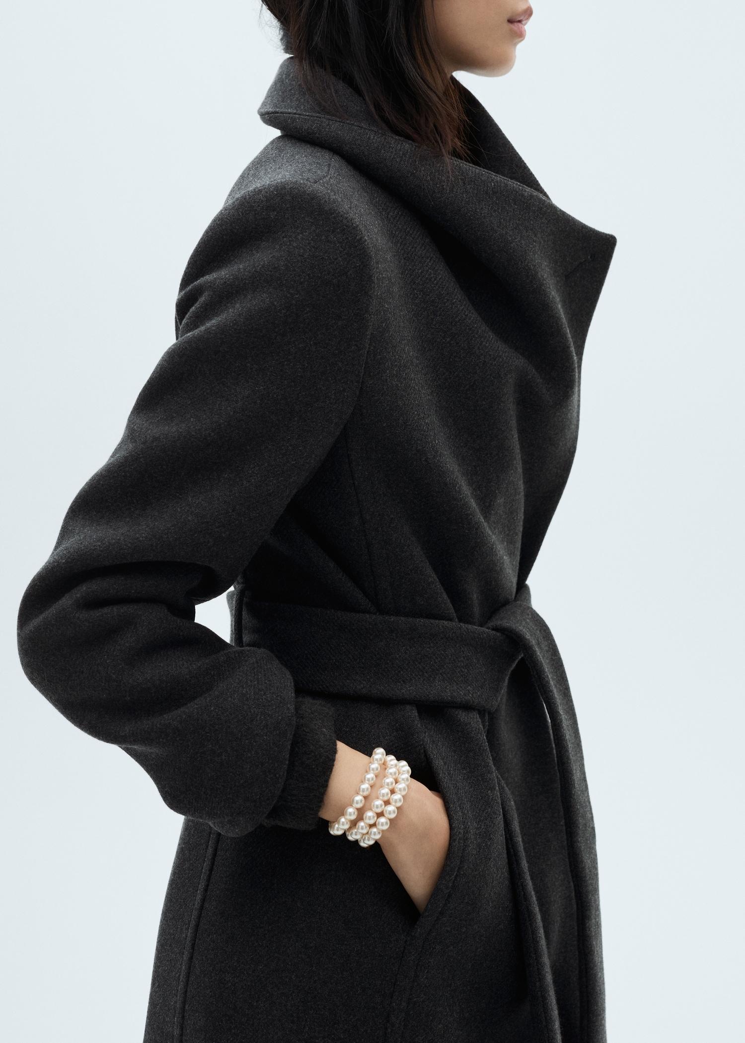 Woollen coat with belt - Women | MANGO USA Product Image