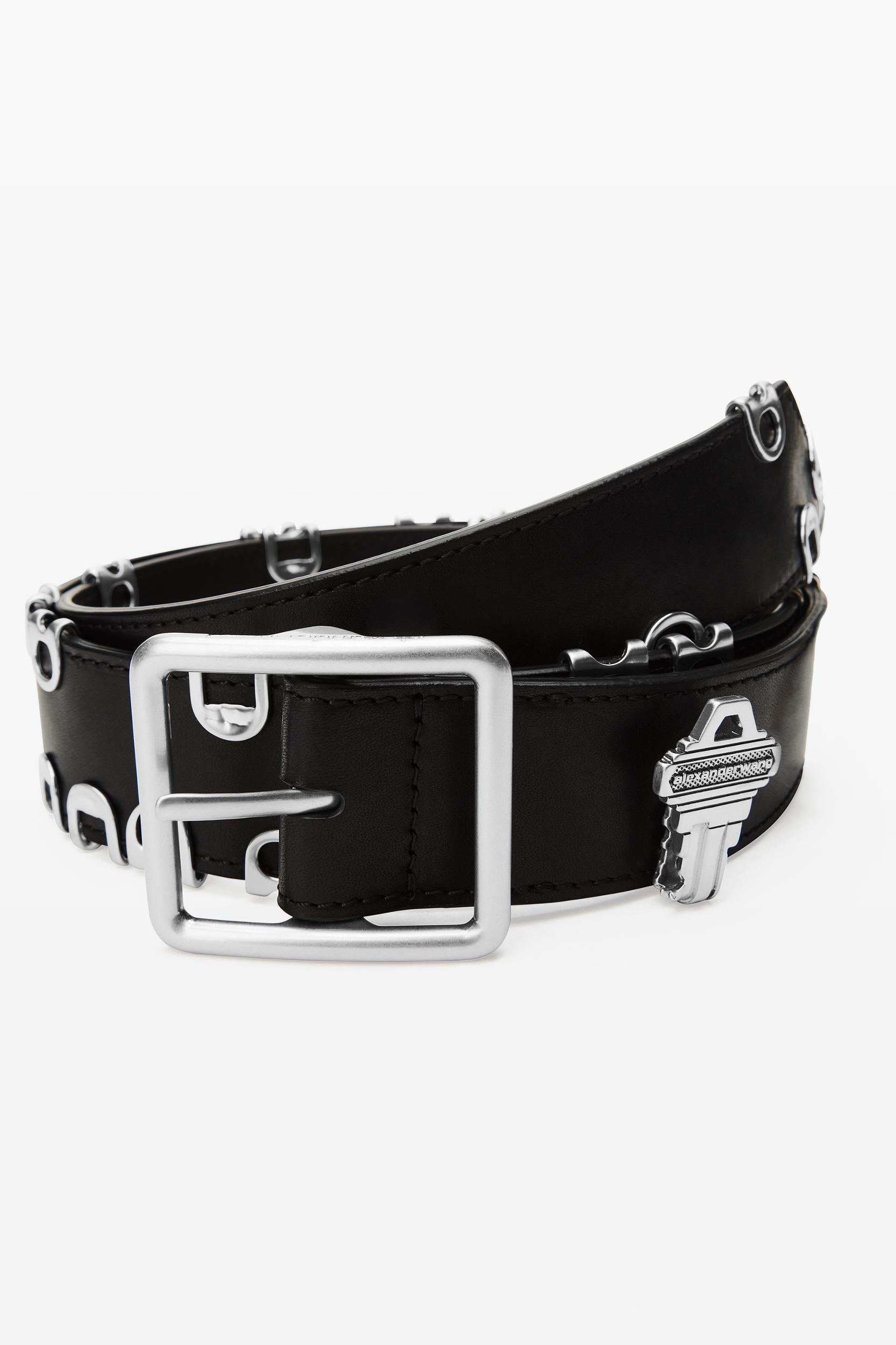 Black Leather Belt With Hardware Product Image