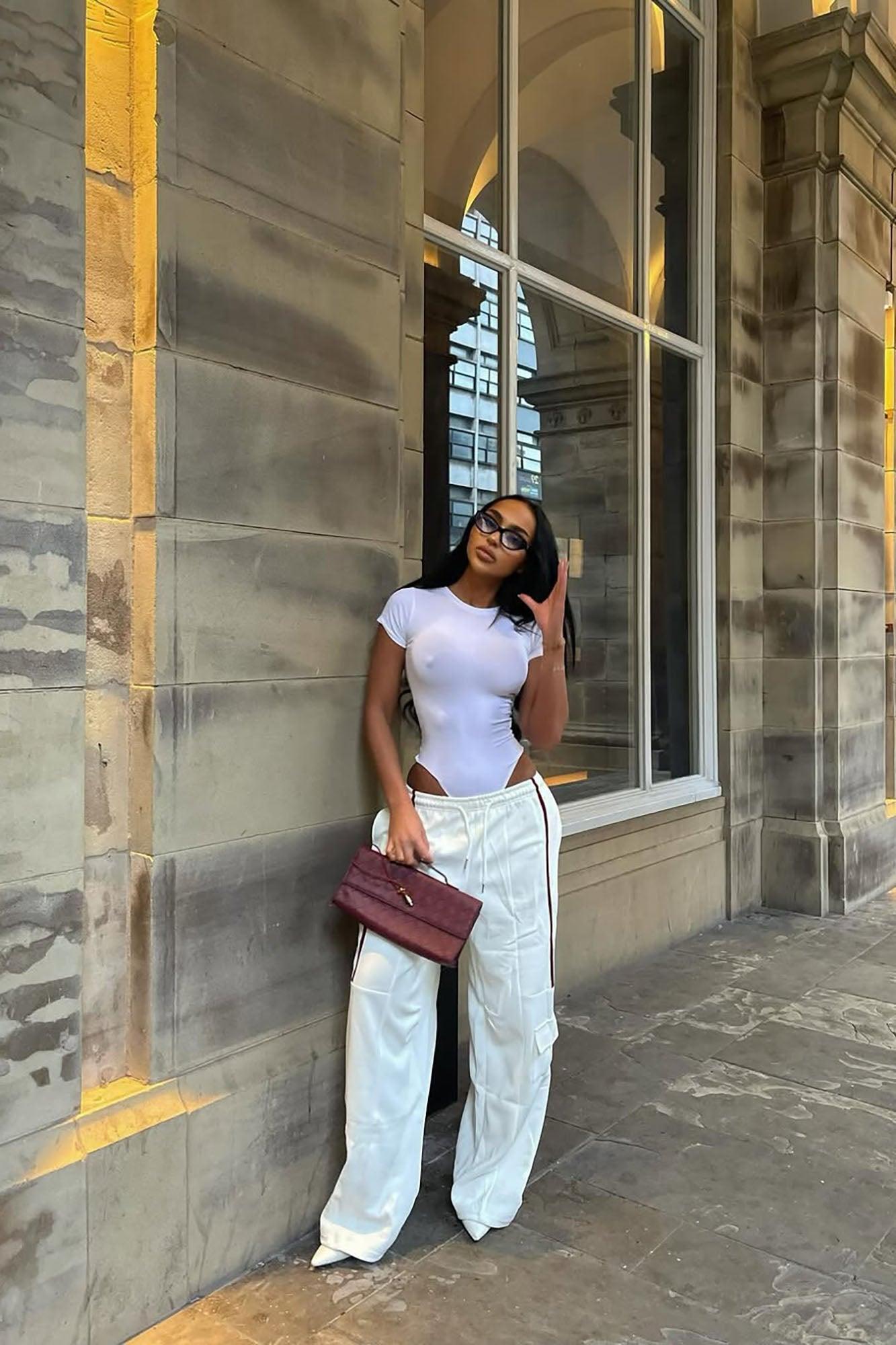 Leanne Crew Neck Bodysuit - White Product Image