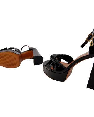 Women's Bow Accent Strap High Heel Platform Sandals   Product Image