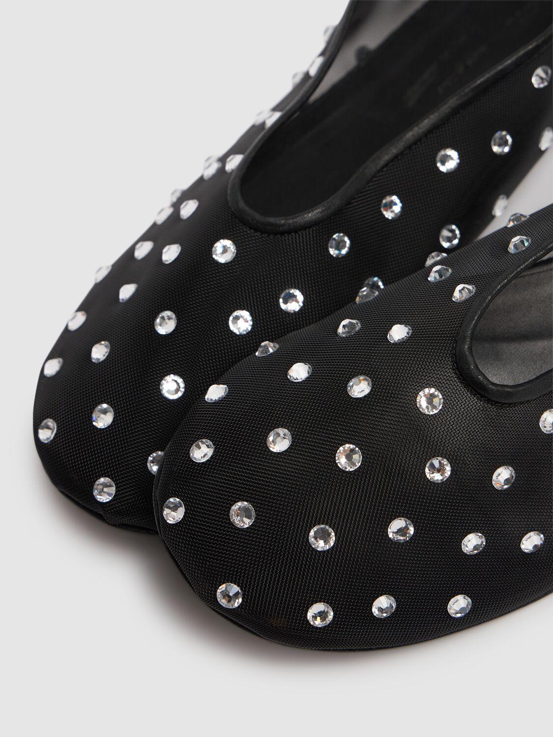 KHAITE Marcy Crystal-embellished Mesh Flats In Black Product Image