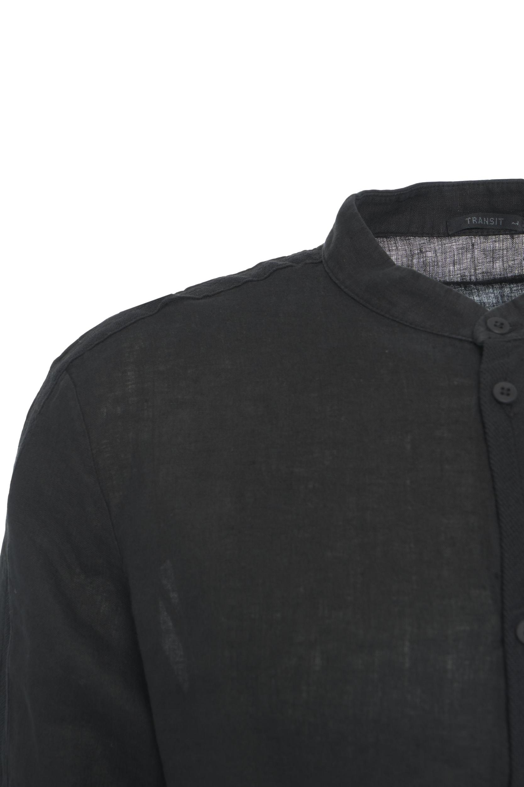 Linen shirt with mandarin collar Product Image
