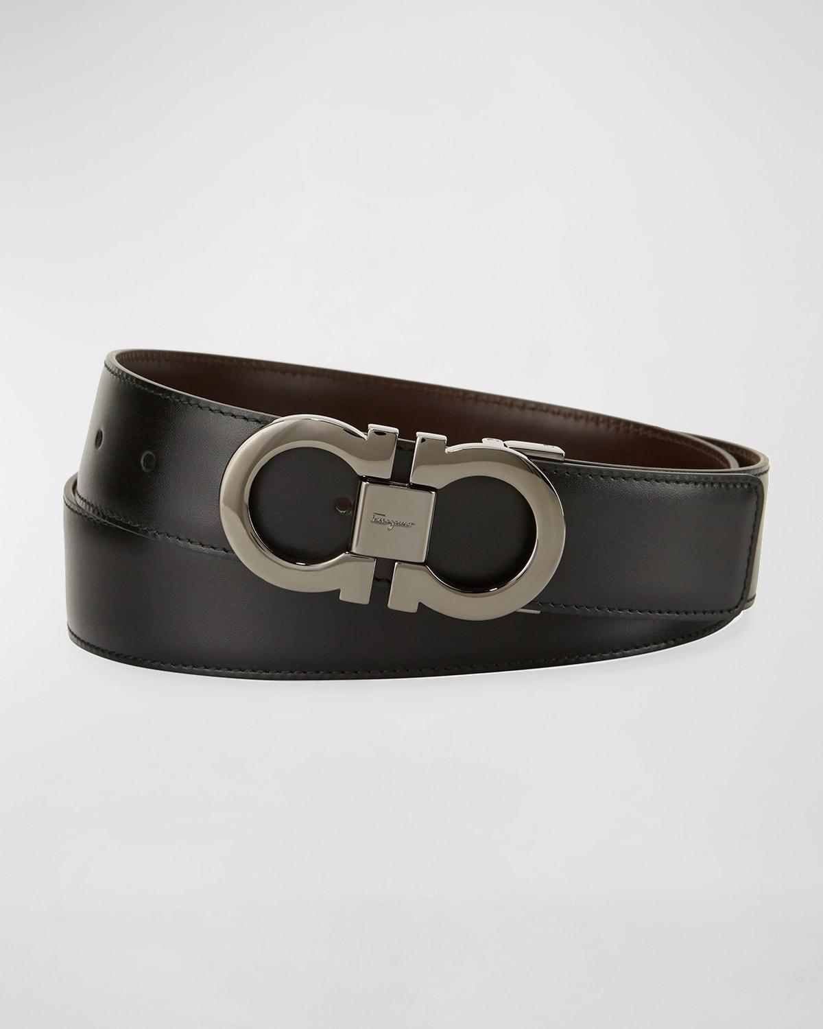 Mens Reversible Leather Double-Gancio Belt Product Image