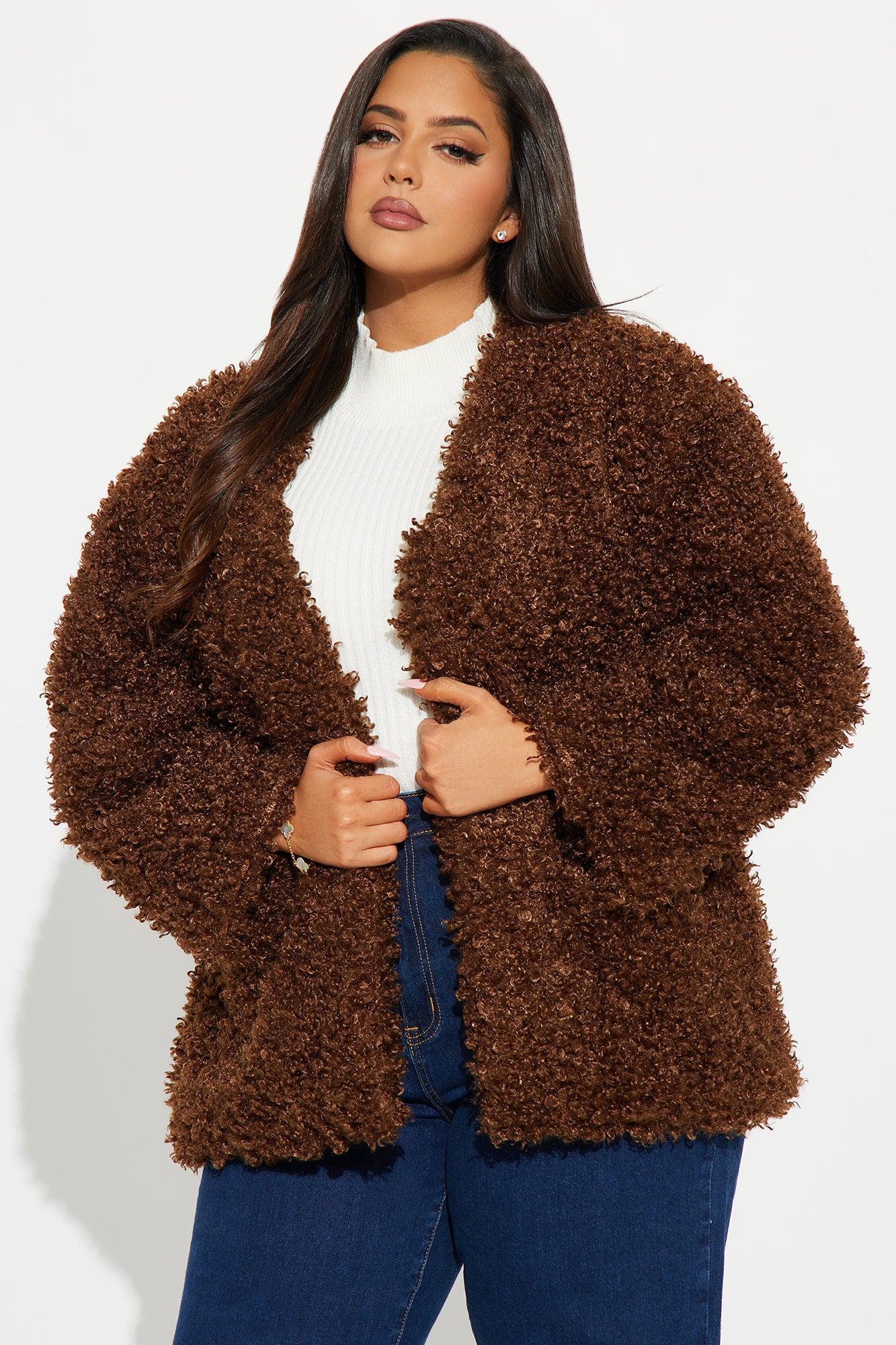 Adjust To The Fame Faux Fur Coat - Chocolate Female Product Image