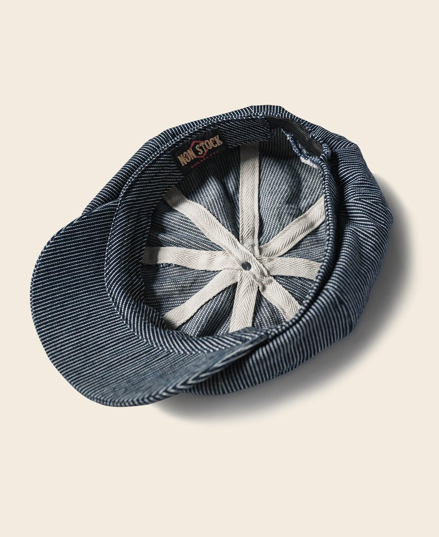 Striped Denim Newsboy Cap Product Image