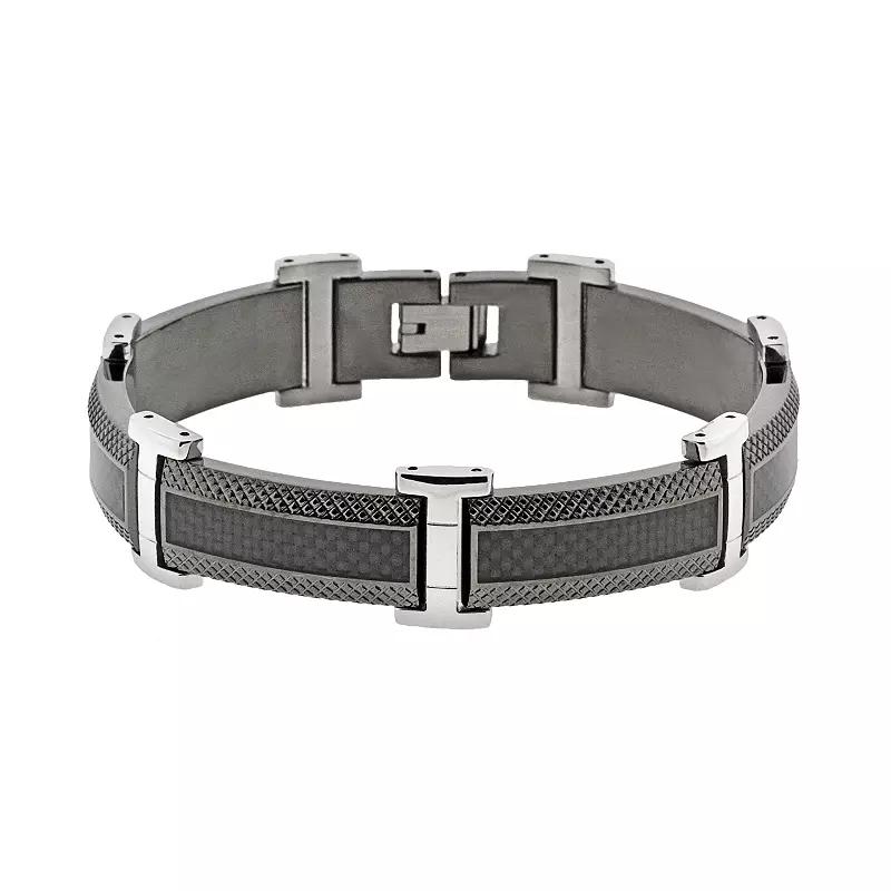 LYNX Stainless Steel Black Ion & Carbon Fiber Bracelet - Men, Men's,  Product Image