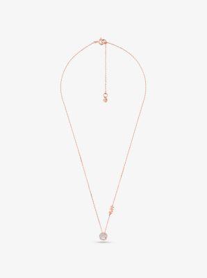 Precious Metal-Plated Sterling Silver Pavé Halo Necklace Product Image