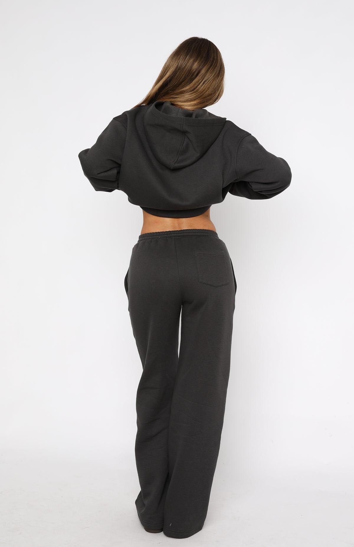 Match Your Words Wide Leg Sweatpants Charcoal Product Image