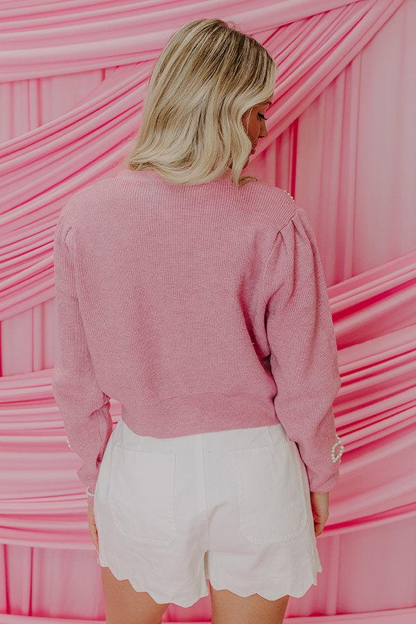 Coquette Dreams Pearl Embellished Sweater Top Product Image