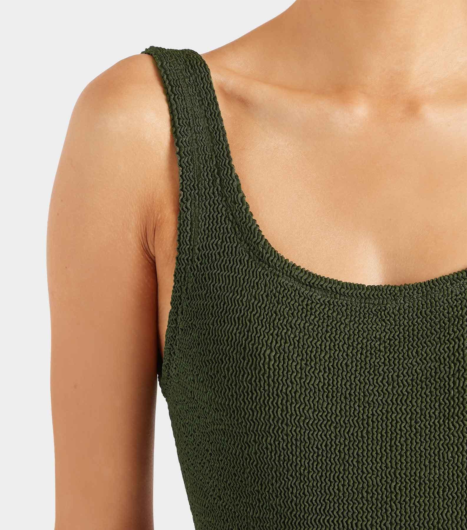 Coverage Square Neck Swim - Metallic Khaki Product Image