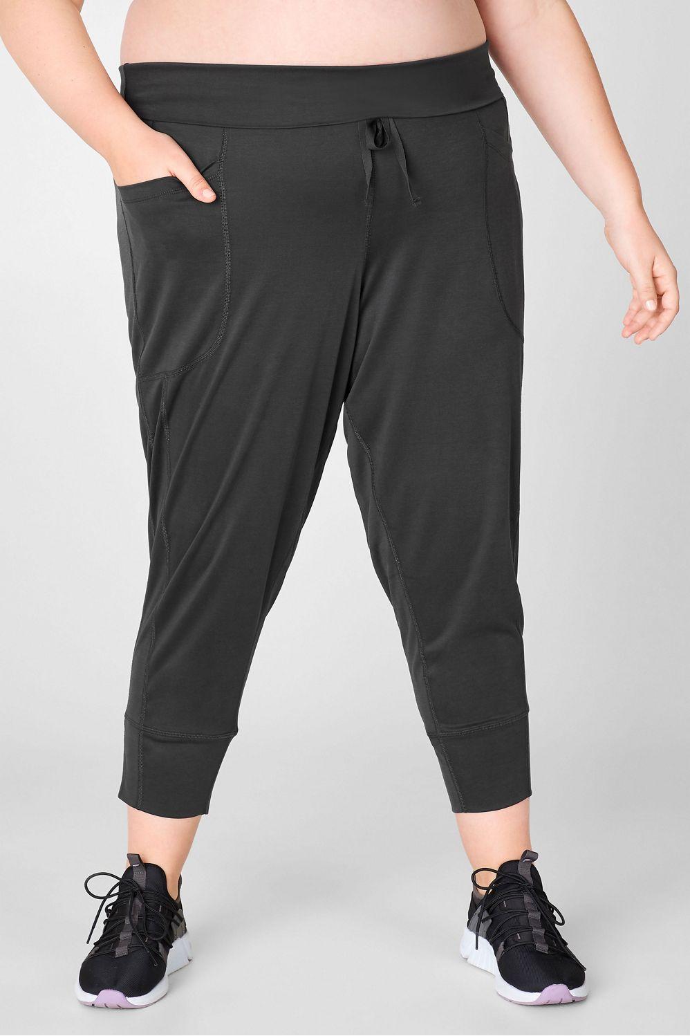 Fabletics Sleek Knit Drawstring Pant Womens black plus Size 2X Product Image