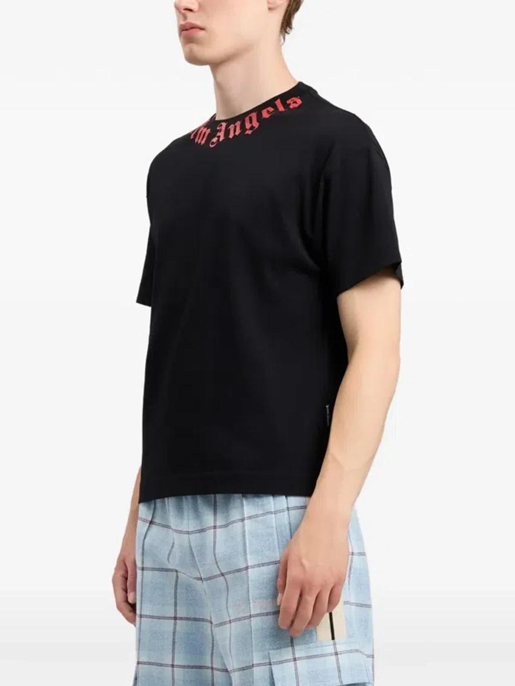 PALM ANGELS Logo Graphic Cotton T-shirt In Black Product Image