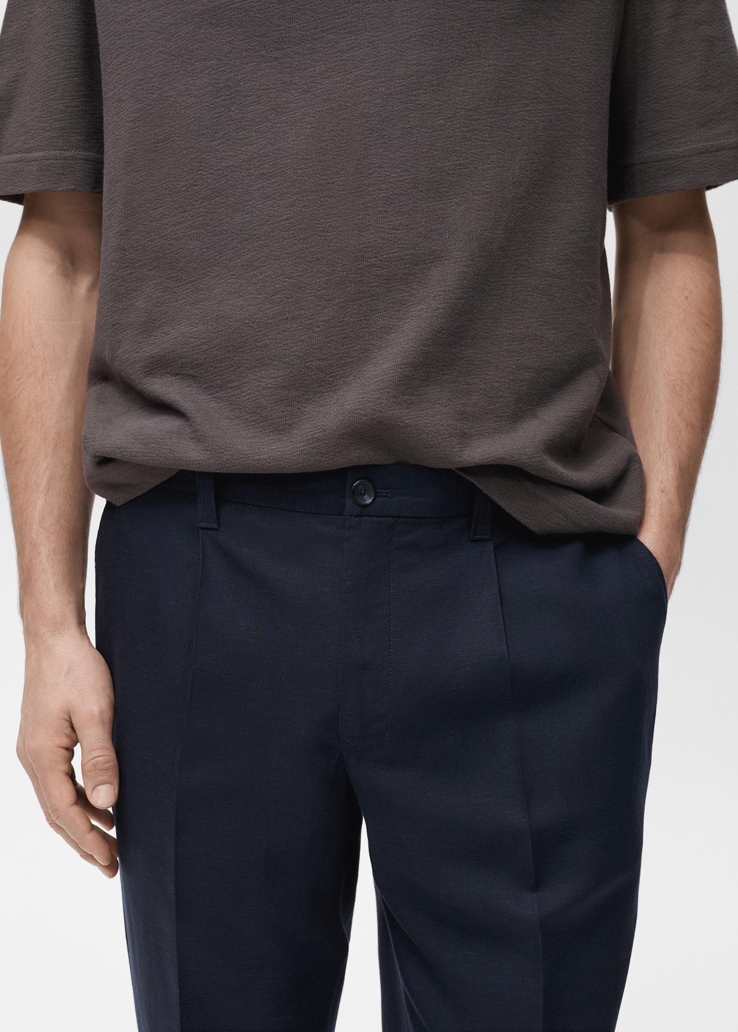 Slim fit linen pants - Men | MANGO USA Product Image