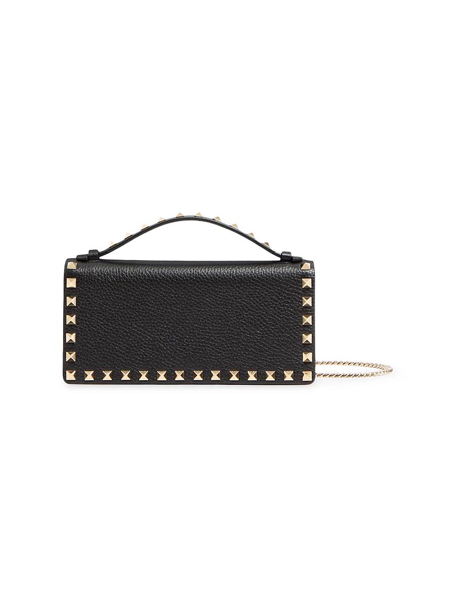 Womens Rockstud Wallet with Chain in Grainy Calfskin Product Image