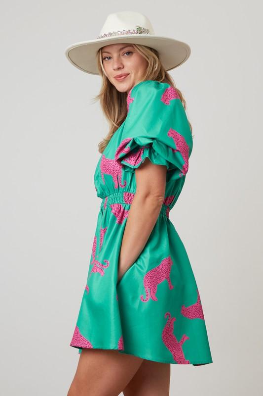 Pink Cheetah Mini Dress Product Image