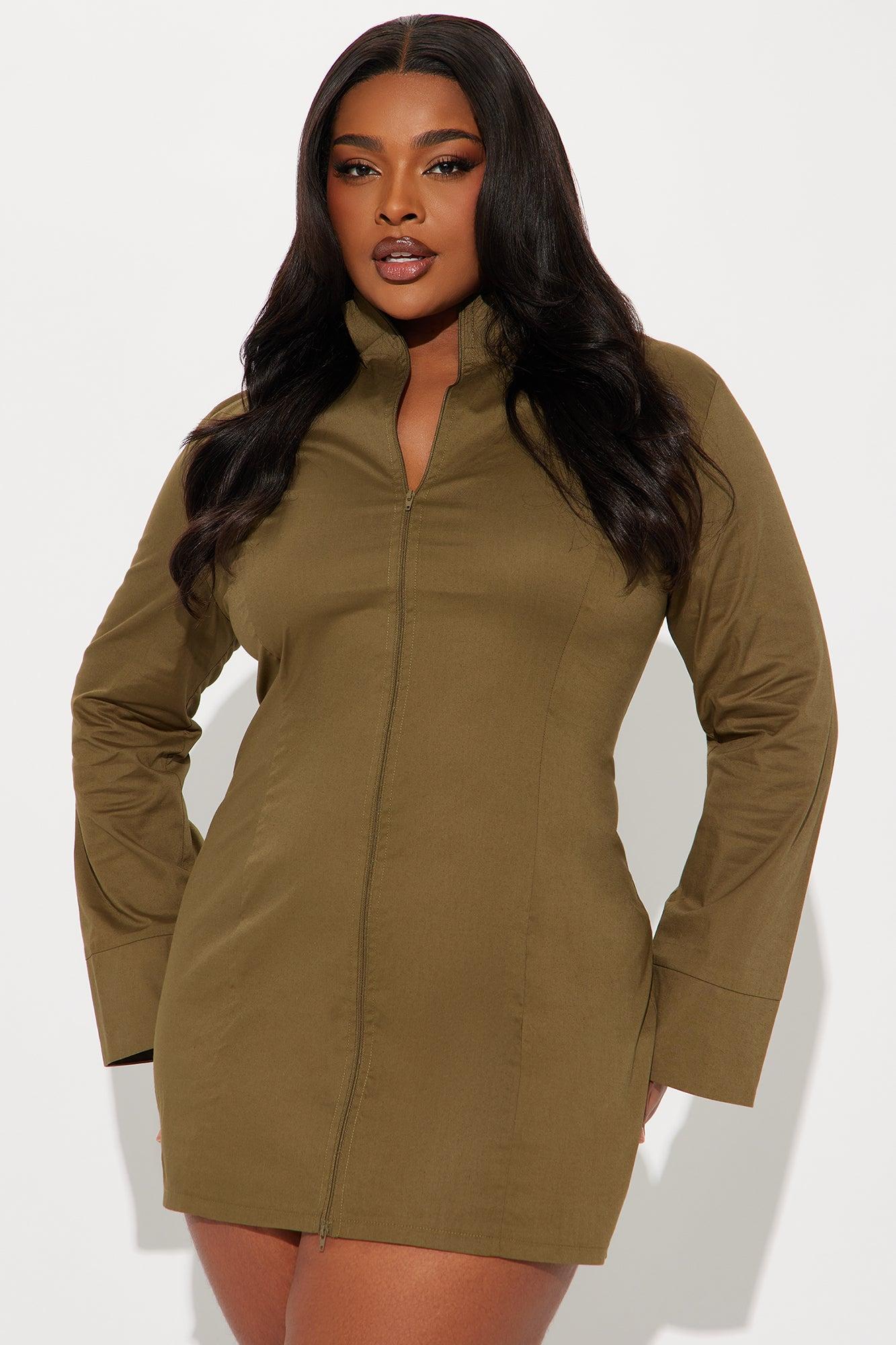 Kara Poplin Mini Dress - Olive Product Image
