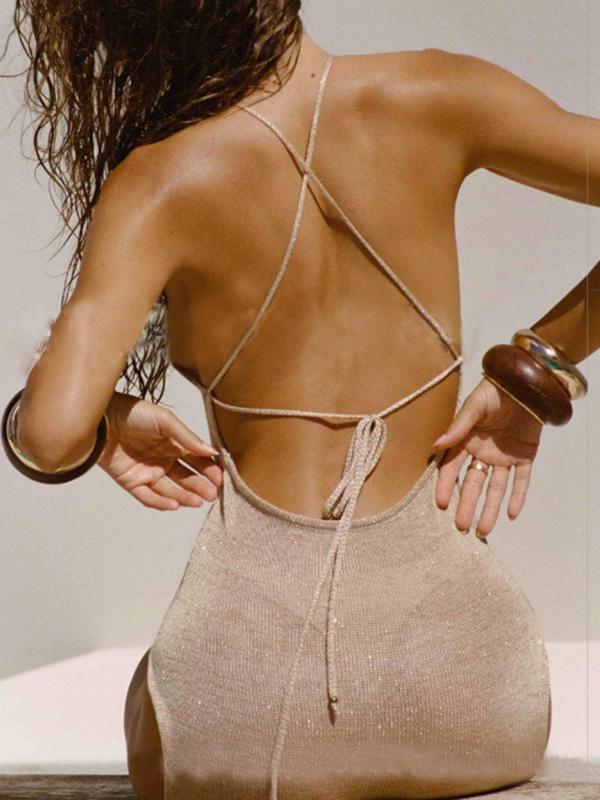 High Slits On Both Sides Sleeveless Cover Up Dress Product Image