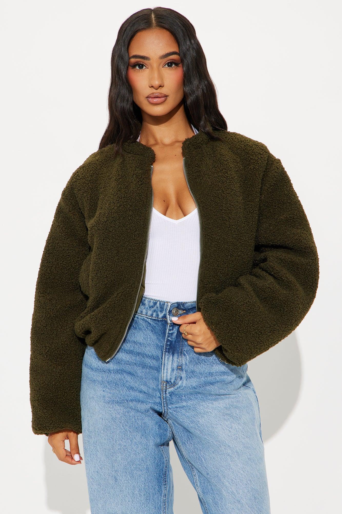 Off Duty Sherpa Bomber Jacket - Olive Product Image