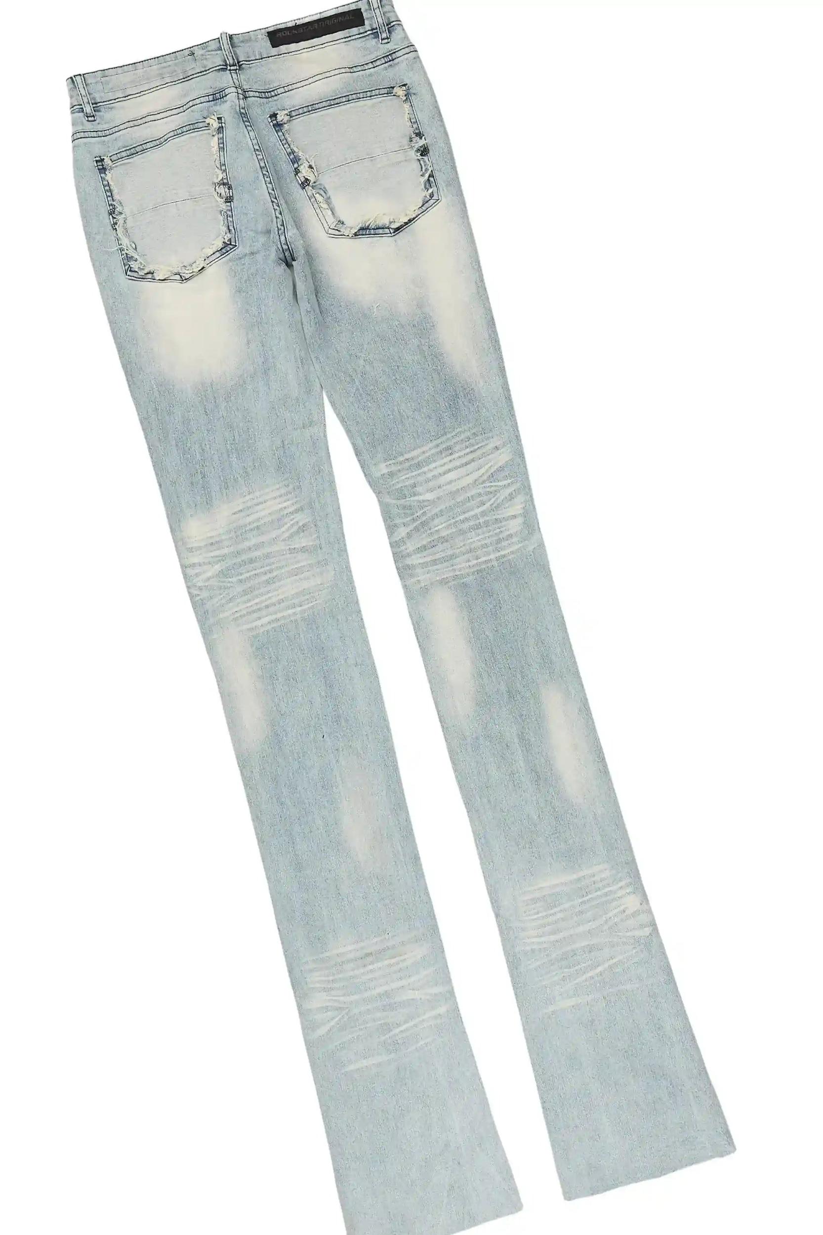 Deiter 2.0 White Oversized Graphic T-Shirt & Pooja Blue Super Stacked Flare Jean Set Male Product Image
