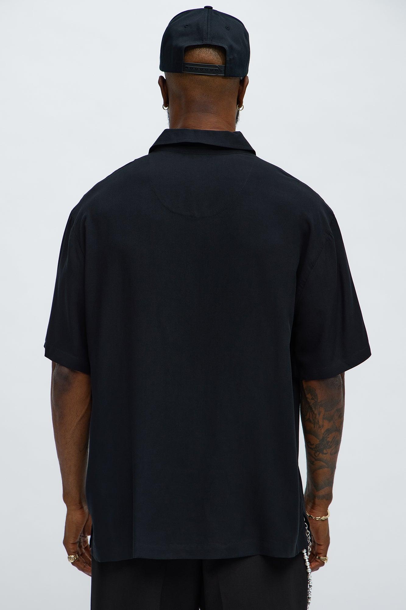 Relaxed Superman Button Up Shirt - Black Male Product Image