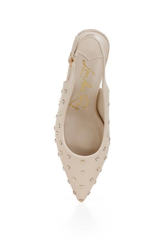 Dasavla Heart-Shaped Rhinestone Studded Slingbacks Product Image
