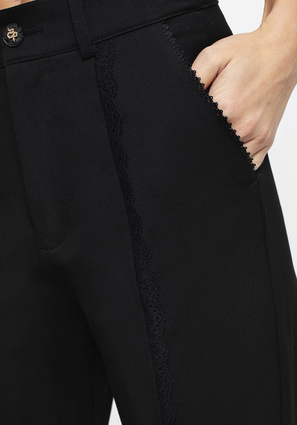 Nightlife Lace Trim Flared Trousers Product Image