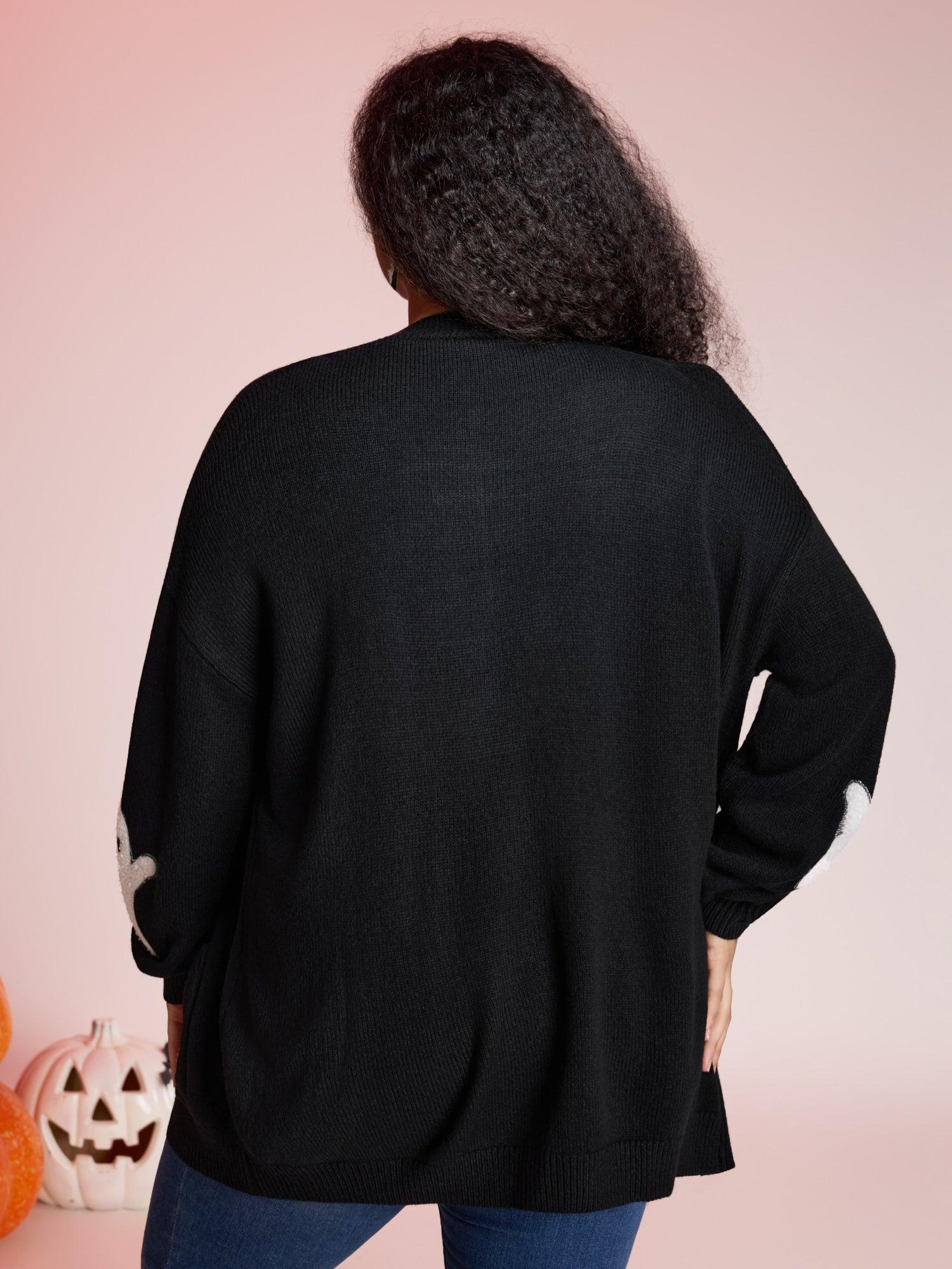 Pumpkin Ghost Embroidery Open Cardigan Female Product Image