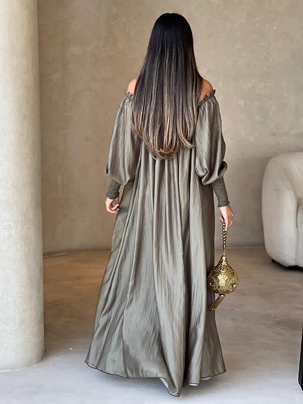 Loose Solid Color Long Sleeves Maxi Dresses Product Image